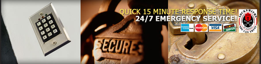 Quick 15 minute response time! 24 hours a day, 7 days a week emergency locksmith service!
